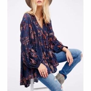 Free People Just The Two of Us Tunic Dress Paisley Oversized XS (M)